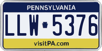 PA license plate LLW5376