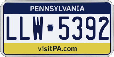 PA license plate LLW5392