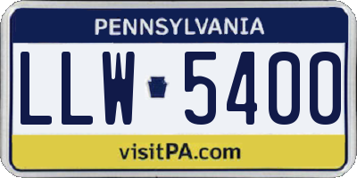 PA license plate LLW5400