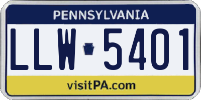 PA license plate LLW5401