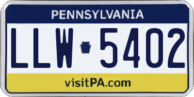 PA license plate LLW5402