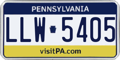 PA license plate LLW5405