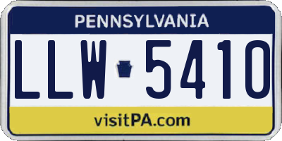 PA license plate LLW5410
