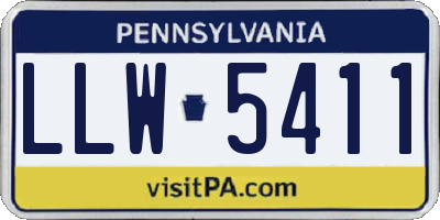 PA license plate LLW5411
