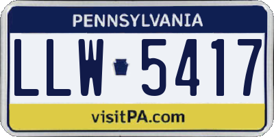 PA license plate LLW5417