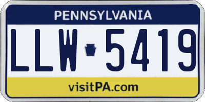 PA license plate LLW5419