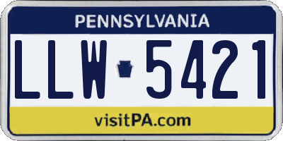 PA license plate LLW5421