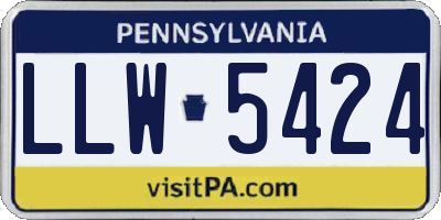 PA license plate LLW5424