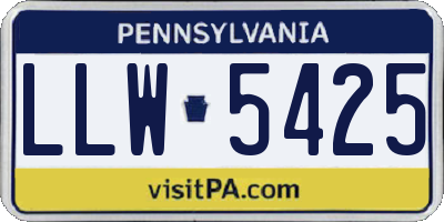 PA license plate LLW5425