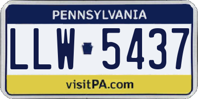 PA license plate LLW5437