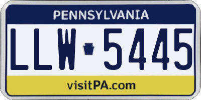 PA license plate LLW5445