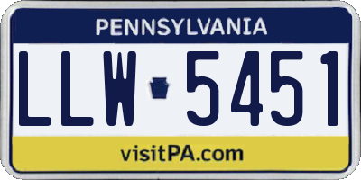 PA license plate LLW5451