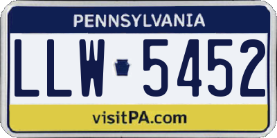 PA license plate LLW5452