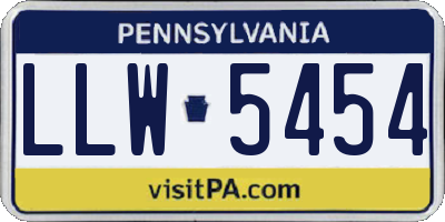 PA license plate LLW5454