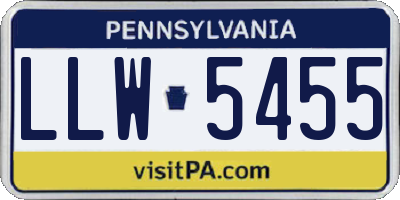 PA license plate LLW5455
