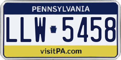 PA license plate LLW5458
