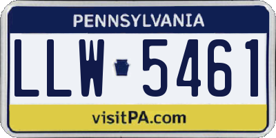 PA license plate LLW5461