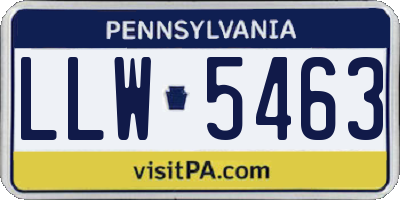 PA license plate LLW5463