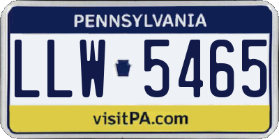 PA license plate LLW5465