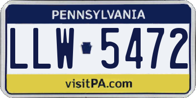 PA license plate LLW5472