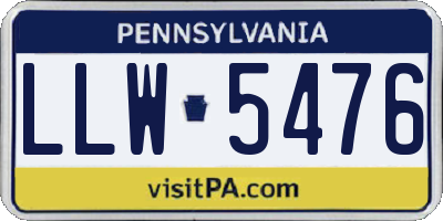 PA license plate LLW5476