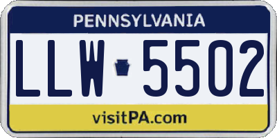 PA license plate LLW5502