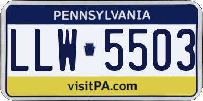 PA license plate LLW5503
