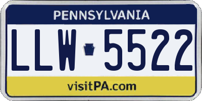 PA license plate LLW5522