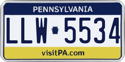PA license plate LLW5534