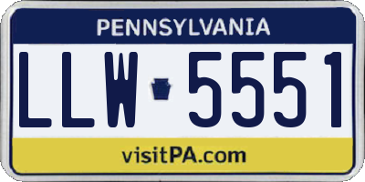 PA license plate LLW5551