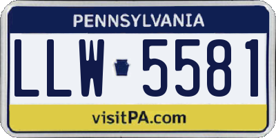 PA license plate LLW5581