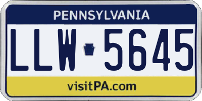 PA license plate LLW5645