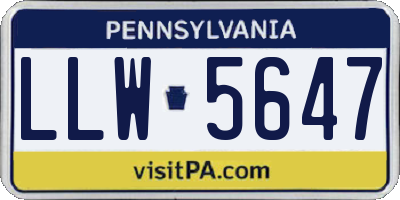 PA license plate LLW5647