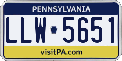 PA license plate LLW5651
