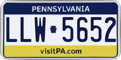 PA license plate LLW5652