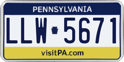 PA license plate LLW5671
