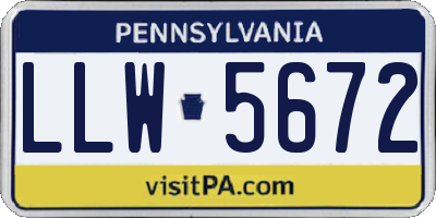 PA license plate LLW5672