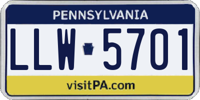 PA license plate LLW5701