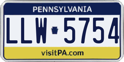 PA license plate LLW5754