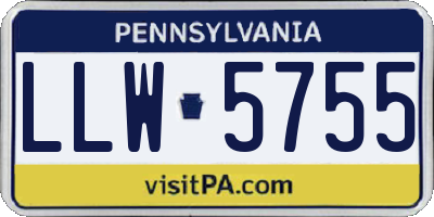 PA license plate LLW5755