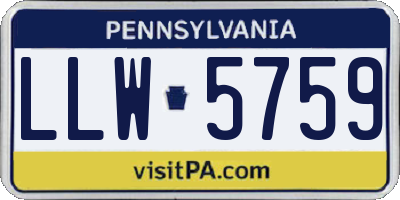 PA license plate LLW5759