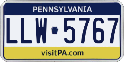 PA license plate LLW5767