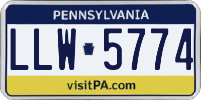 PA license plate LLW5774