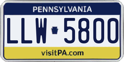 PA license plate LLW5800