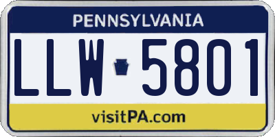 PA license plate LLW5801