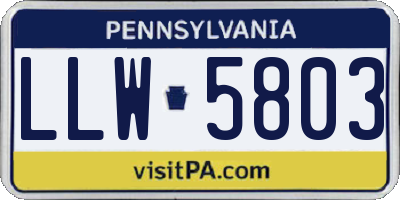 PA license plate LLW5803