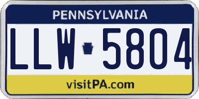 PA license plate LLW5804