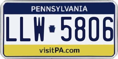 PA license plate LLW5806