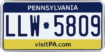 PA license plate LLW5809