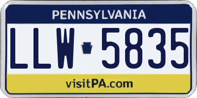 PA license plate LLW5835